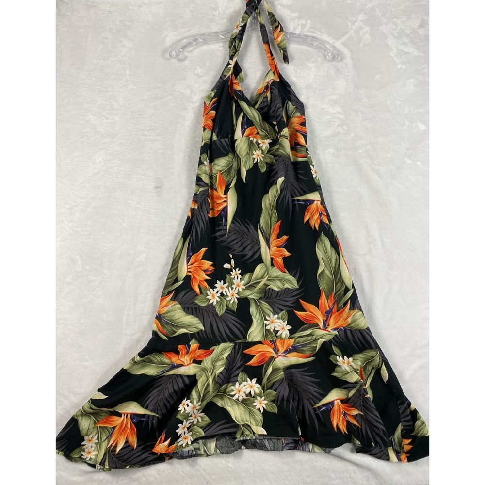 2/$30 Pacific Legend Hawaiian Midi Sun Dress S Tropical Asymmetrical Vintage Y2K - Picture 3 of 11